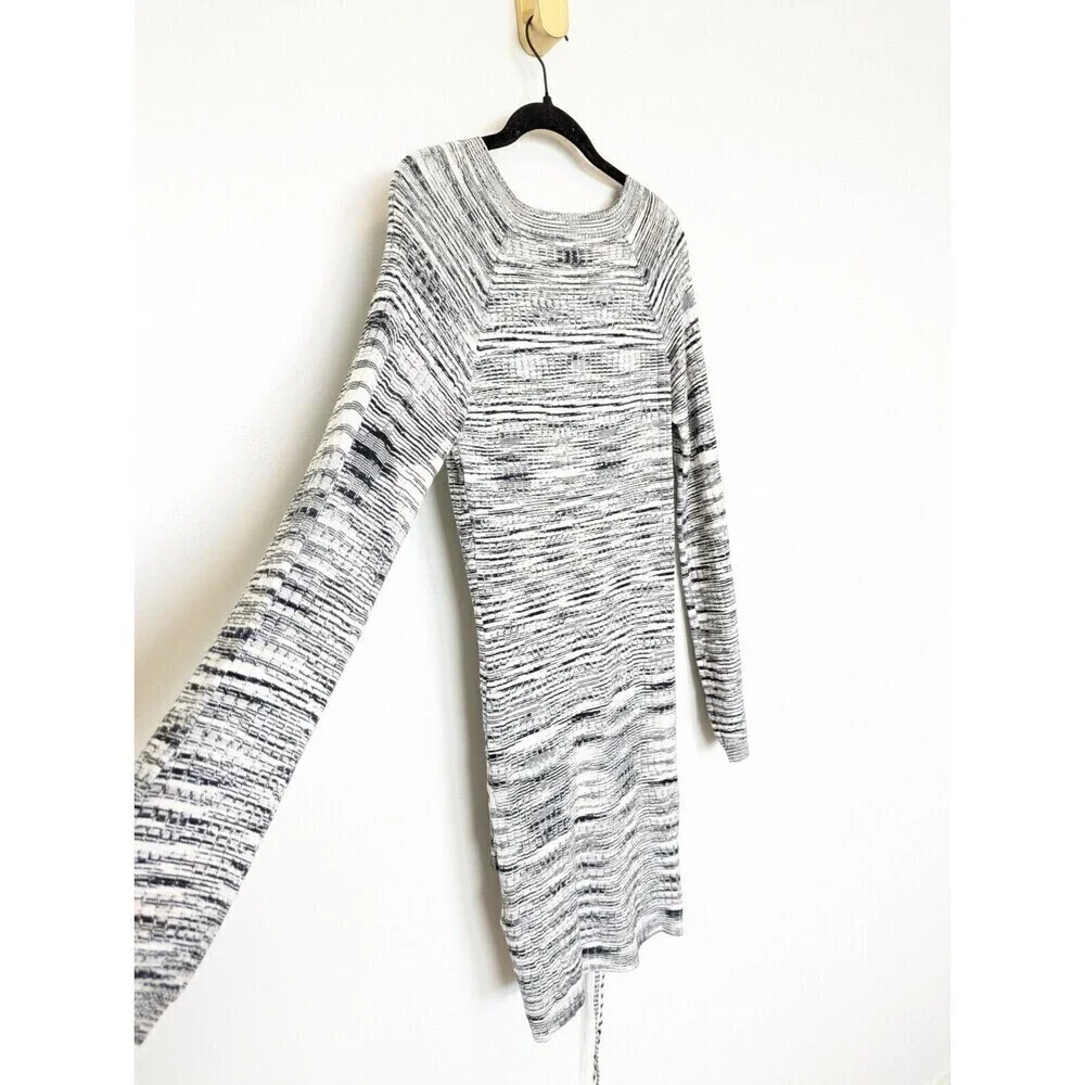STEVE‎ MADDEN Sophie Dress Womens Size L Black Long Sleeve Bodycon Ruched Casual